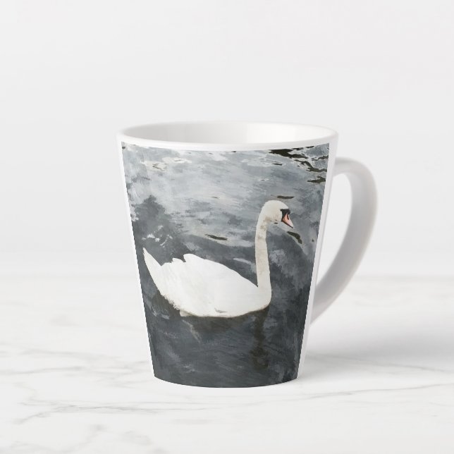 Caneca De Café Latte Impressionista Swan (Ângulo direito)