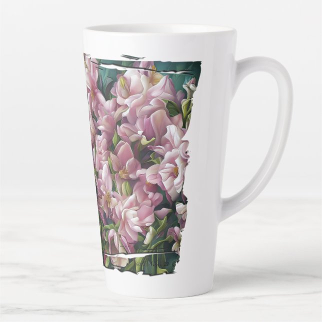 Caneca De Café Latte Impressões de flores silvestres (Direita)