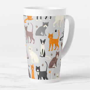 Caneca De Café Latte Impressões de gatos e pata