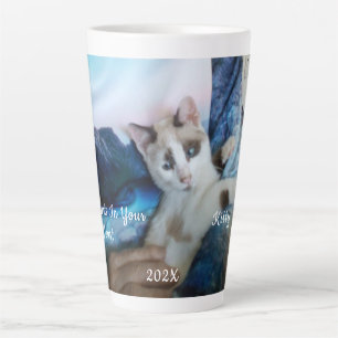 Caneca De Café Latte impressões de patas, seu coração, Foto de Gato Can