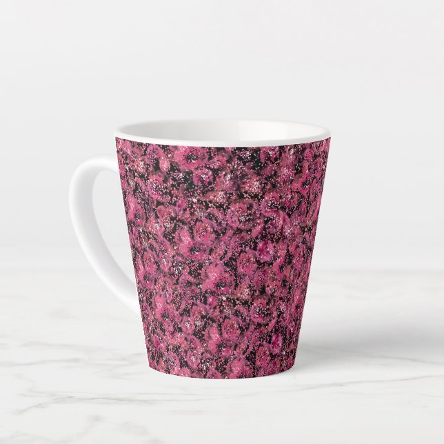 Caneca De Café Latte Impressões Florais (Ângulo esquerdo)