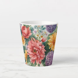 Caneca De Café Latte Incrível Flores Coloridas do Jardim de Verão