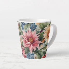 Caneca De Café Latte Incrível Flores de Verão Coloridas Coloridas