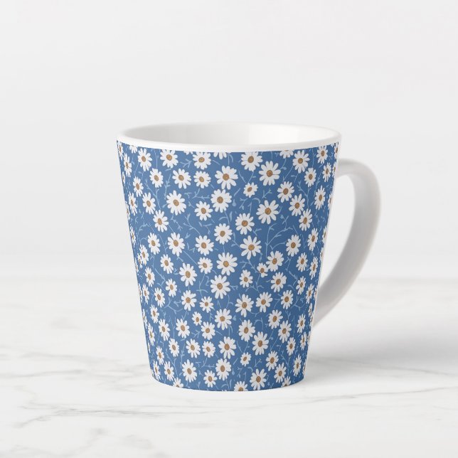 Caneca De Café Latte Indigo Dream Daisies (Ângulo direito)
