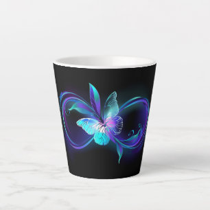 Caneca De Café Latte Infinidade brilhante com borboleta mágica