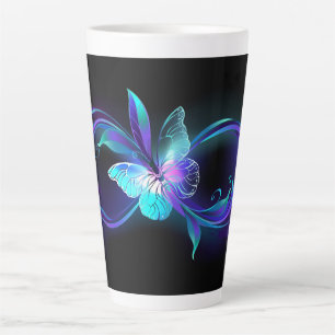 Caneca De Café Latte Infinidade brilhante com borboleta mágica