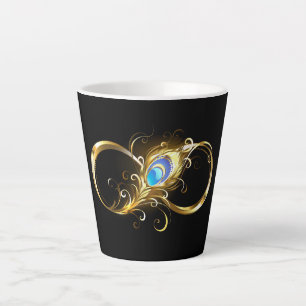 Caneca De Café Latte Infinidade com a pena Pavão de Ouro