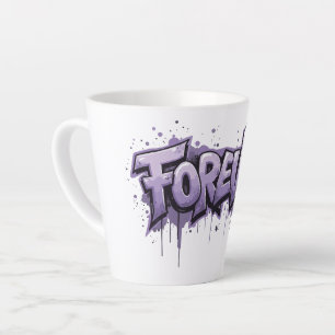 Caneca De Café Latte Infinidade de Lavanda de grafite "FOREVER"