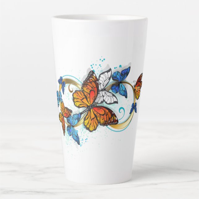 Caneca De Café Latte Infinity of Monarch Butterflies (Frente)