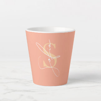 Caneca De Café Latte Iniciais de nome personalizado