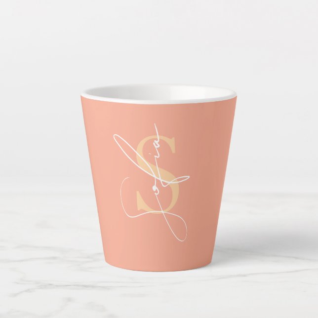 Caneca De Café Latte Iniciais de nome personalizado (Frente)