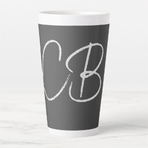 Caneca De Café Latte Iniciais Mínimas de Monograma Moderno Profissional