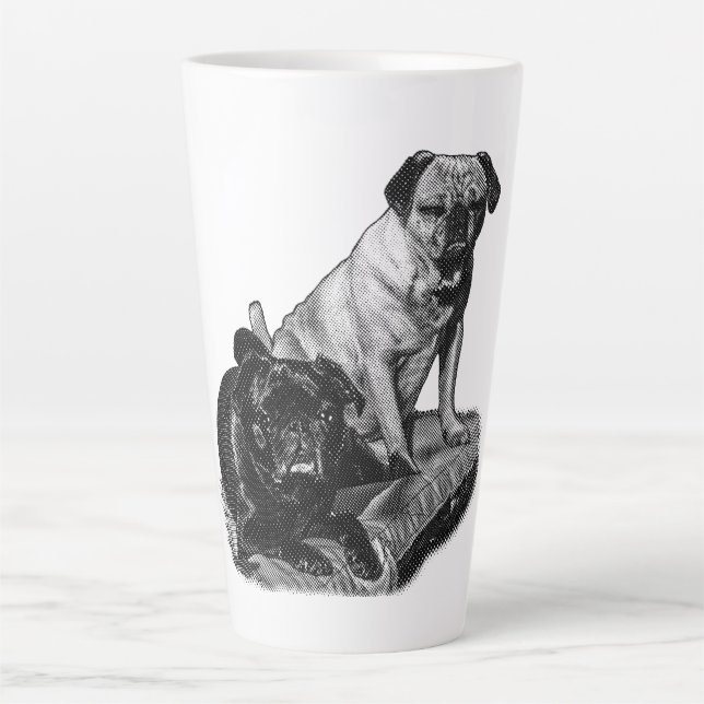 Caneca De Café Latte Início Suave, Duo Alegre (Frente)