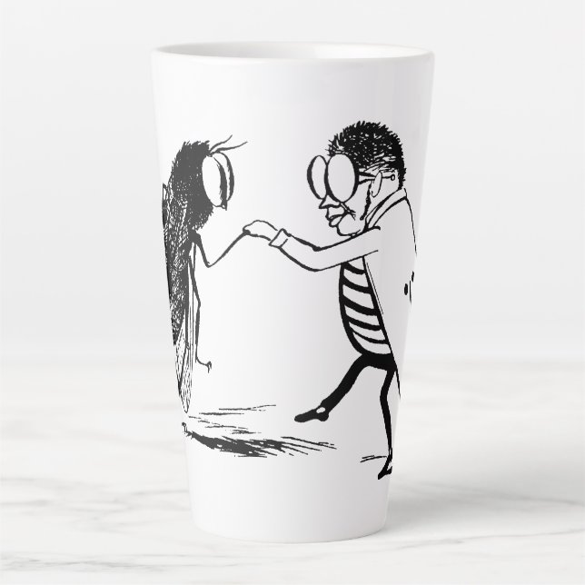 Caneca De Café Latte Insetos Antigos Dançando; Mosca Azulada (Frente)