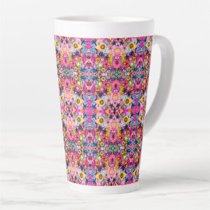 Caneca De Café Latte Insetos da natureza abstratos coloridos fofos