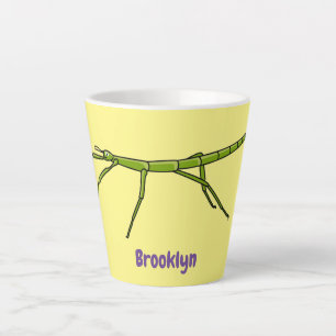 Caneca De Café Latte Insetos verdes e bonitos com desenhos animados ros
