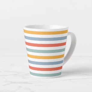 Caneca De Café Latte Inspirado nos anos 70 com Listras Geométricas Mult