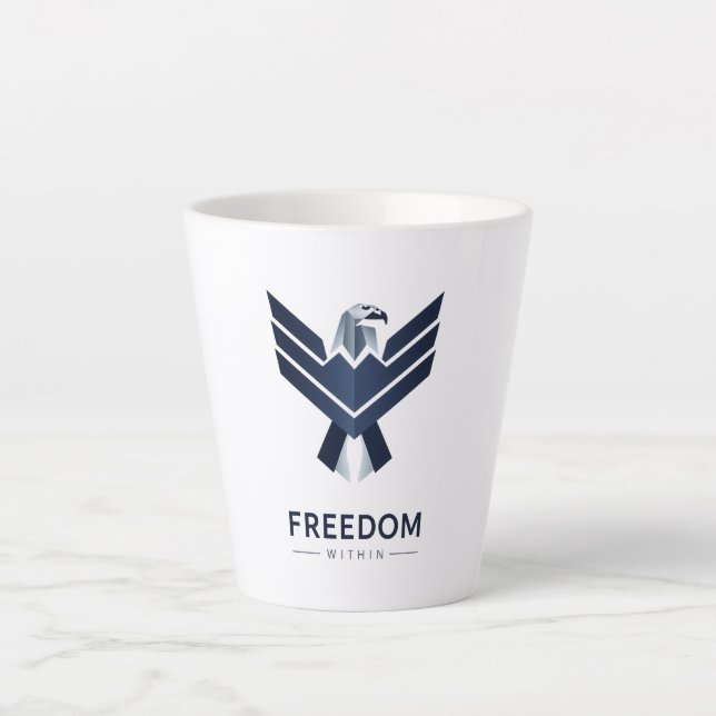 Caneca De Café Latte Inspirational "Freedom Within" Eagle Logo (Frente)