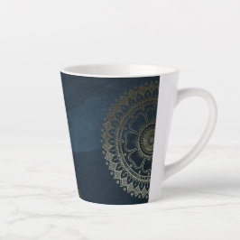 Caneca De Café Latte Instrutor de Meditação Yoga Dourado Mandala Marinh
