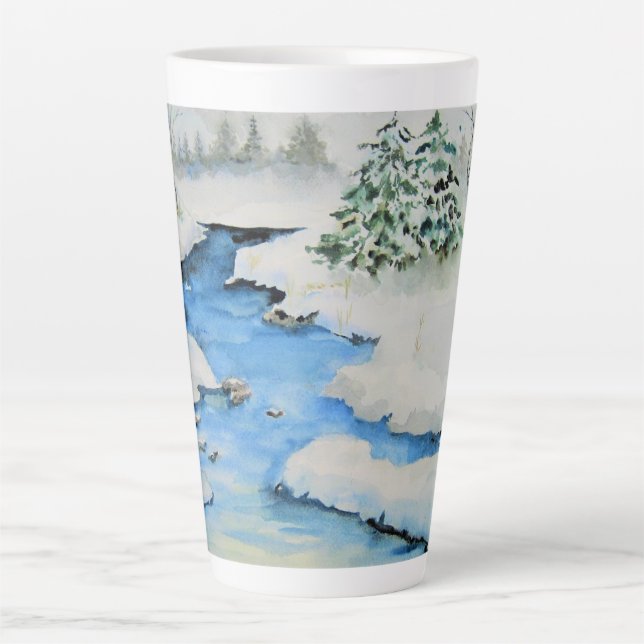 Caneca De Café Latte Inverno no Vale (Frente)