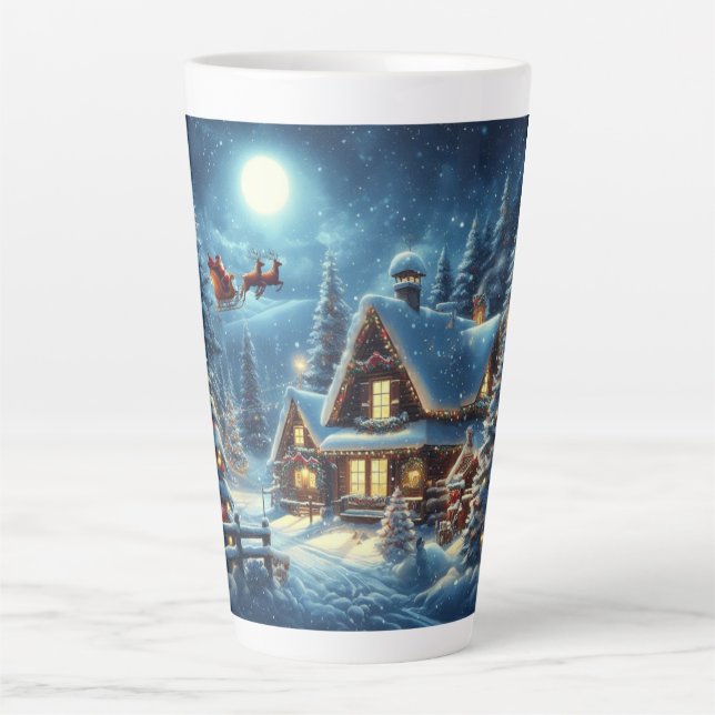 Caneca De Café Latte Inverno/Papais noeis/Natal/Neve (Frente)
