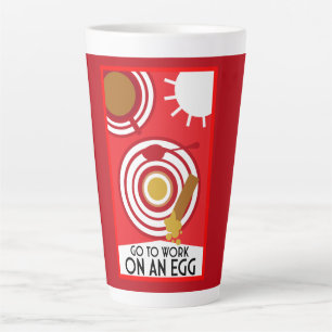Caneca De Café Latte Ir Trabalhar Em Uma Arte De Parede De Ovos