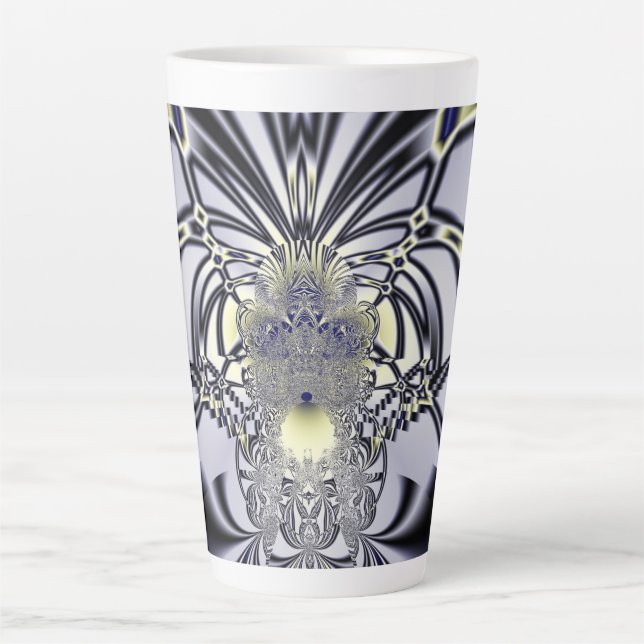 Caneca De Café Latte Íris Roxa Arte Fractal de Geometria Sagrada (Frente)