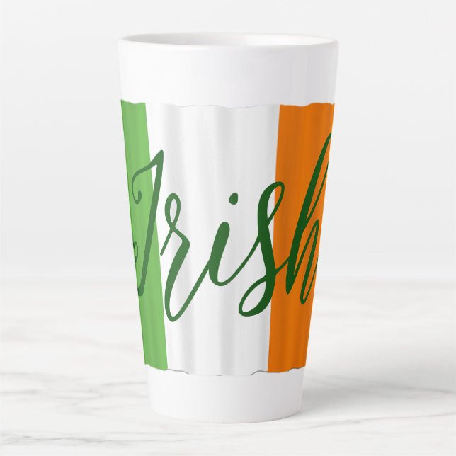 Caneca De Café Latte Irish Ireland Flag Tall (Frente)