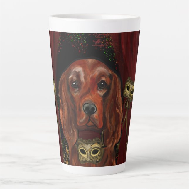 Caneca De Café Latte Irish Red Setter    Postcard (Frente)