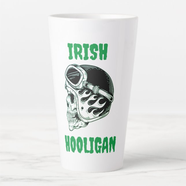 Caneca De Café Latte Irlandês Hooligan Biker Latte Mug (Frente)