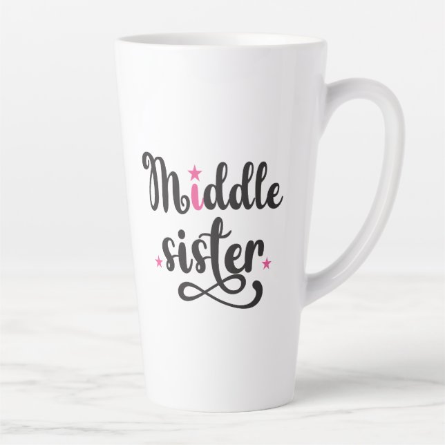 Caneca De Café Latte Irmã Média, Estrelas Bonitas (Direita)