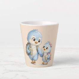 Caneca de Café Latte Irmão e Irmã Passarinho Azul