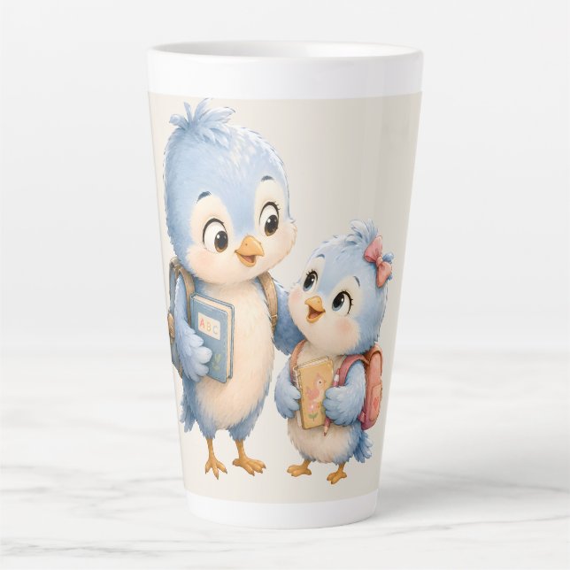 Caneca de Café Latte Irmãos Pássaro Azul (Frente)