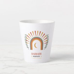 Caneca De Café Latte Irradie Positividade Boho Celestial Sol Lua Botâni