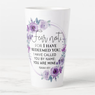 Caneca De Café Latte Isaías 43:1 Não tema Eu o redimi Floral