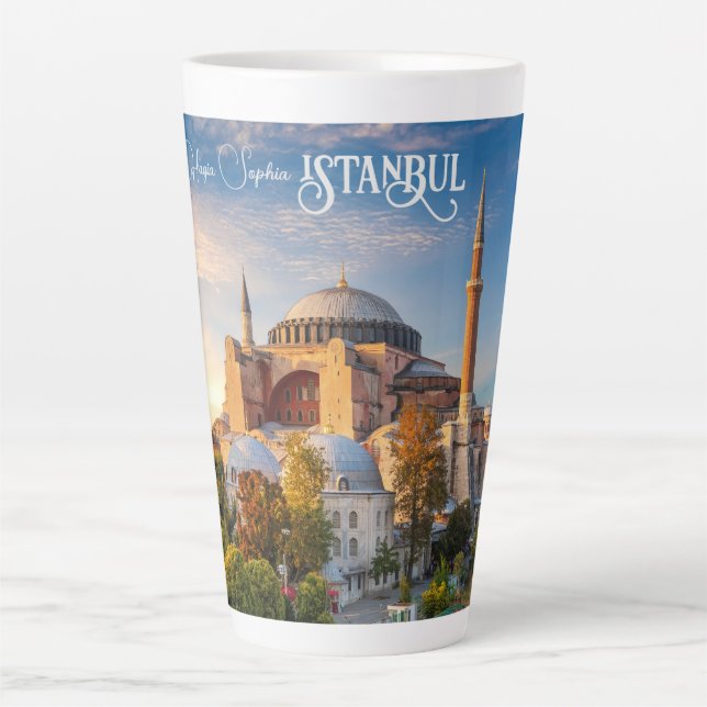 Caneca De Café Latte Istambul de texto personalizado (Frente)