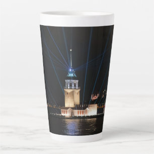 Caneca De Café Latte Istambul Turquia Cena Noturna do Bósforo Viagem