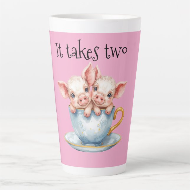 Caneca De Café Latte It Takes Two Teacup Piglets (Frente)