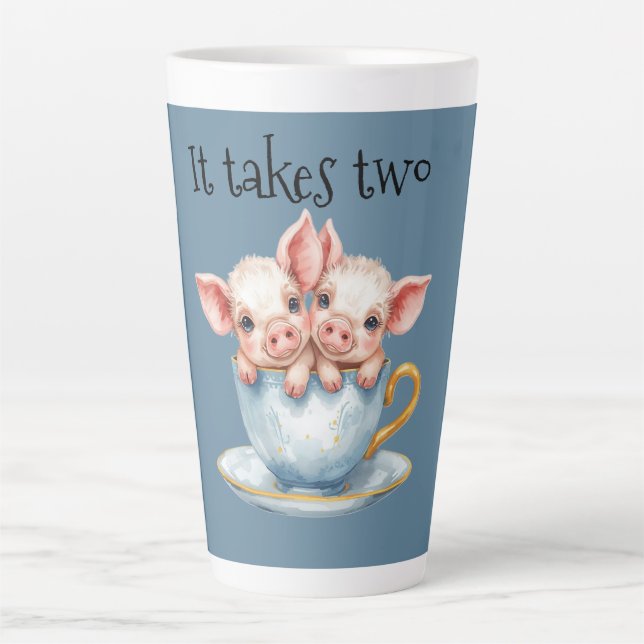 Caneca De Café Latte It Takes Two Teacup Piglets (Frente)
