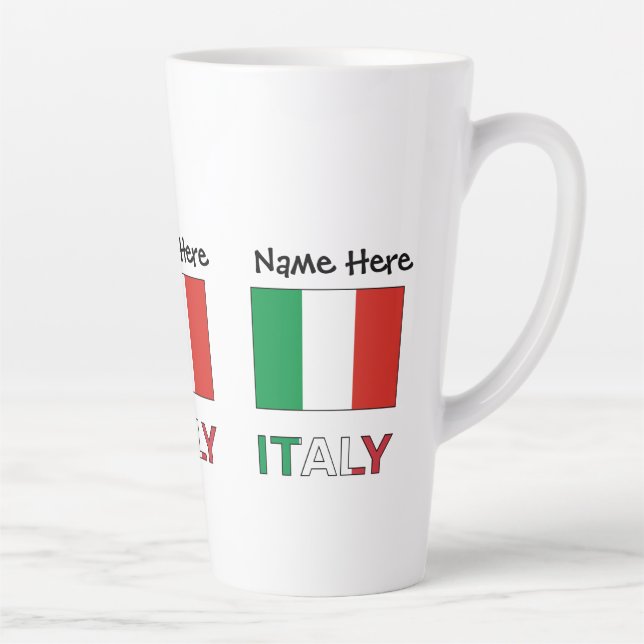 Caneca De Café Latte Itália e Sinalizador Italiano com Seu Nome (Direita)