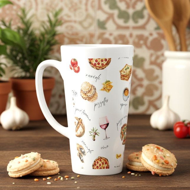 Caneca De Café Latte Italy Fun Food Chef Colorful (Criador carregado)