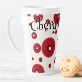 Caneca De Café Latte Ivory Red Dots Funky Whimsical Circle Pattern 
