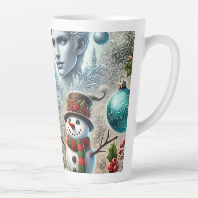 Caneca De Café Latte jack frost e snowman tema 2 (Direita)