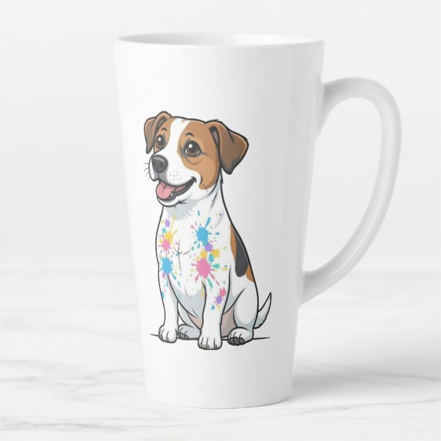Caneca De Café Latte Jack Russell Alegre Diversão Salpicada (Direita)