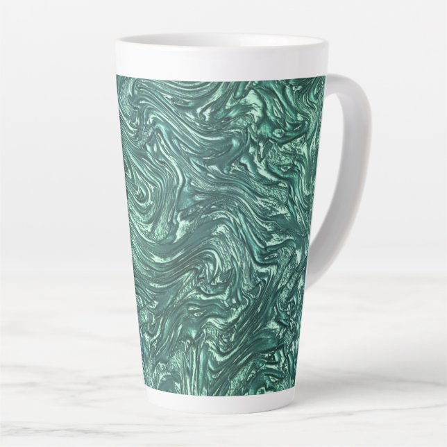 Caneca De Café Latte Jade de textura e tons verdes cianis (Ângulo direito)