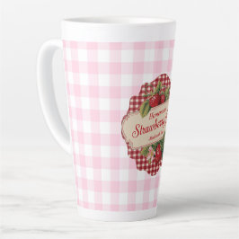 Caneca De Café Latte Jam de Morango