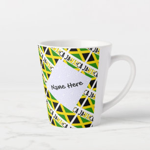 Caneca De Café Latte Jamaica e Bandeira Jamaicana Personalizada em Mosa