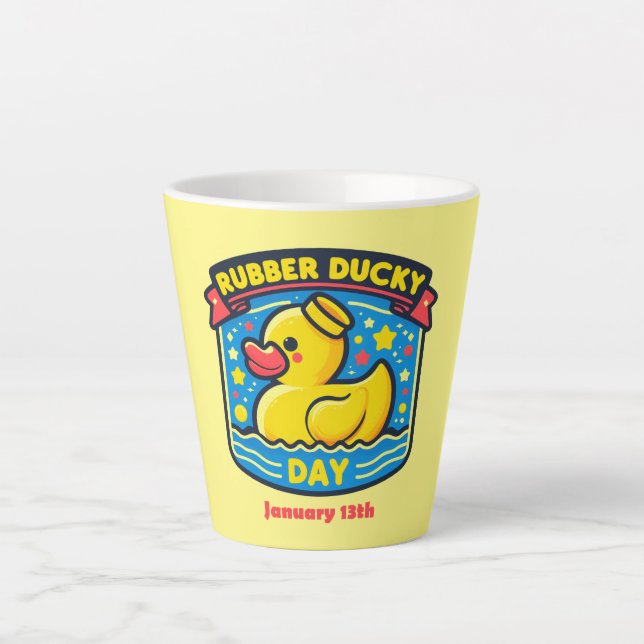 Caneca De Café Latte Jan 13 - Rubber Ducky Day (Frente)