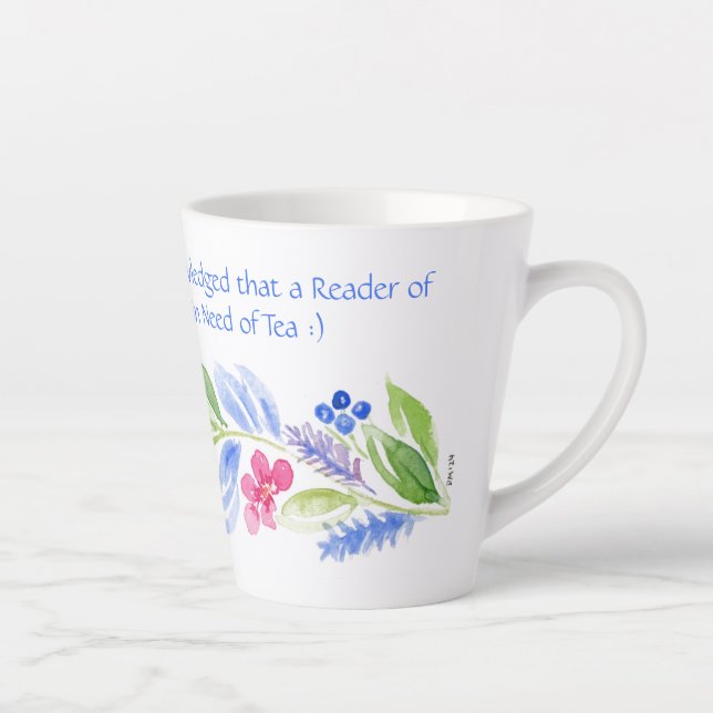 Caneca De Café Latte Jane Austen Motto Floral Mug (Direita)