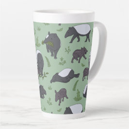 Caneca De Café Latte Jantar da Família de Tapires no Verde